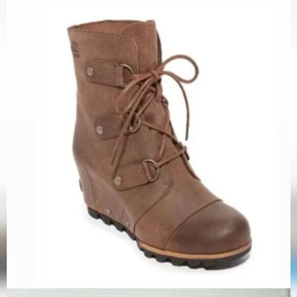 Sorel Joan Of Artic Brown Lace-Up Wedge Boots Size 7 - Picture 1 of 11